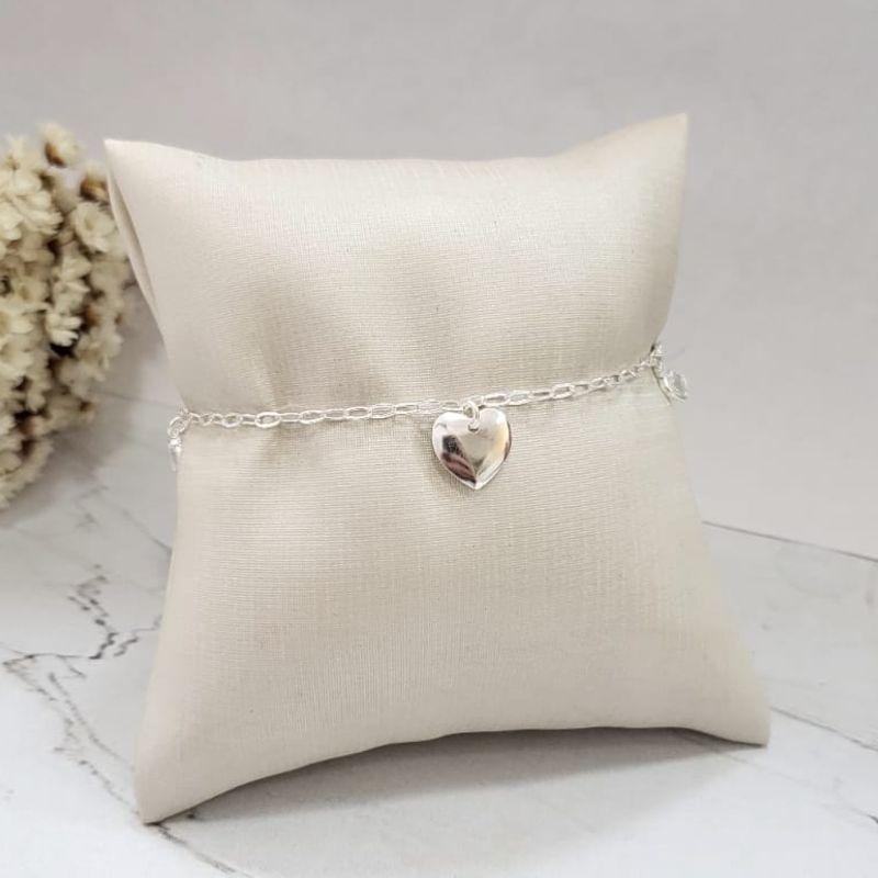 PULSEIRA CORACAO CHAPA ZIRCONIA CRISTAL