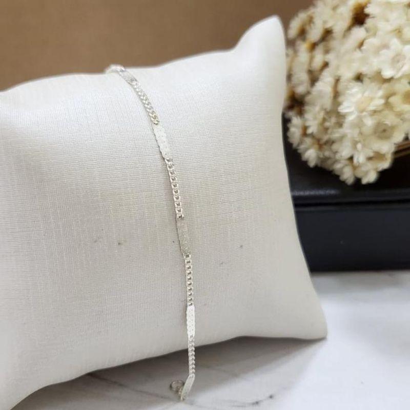 PULSEIRA DE PRATA 925 INFANTIL ELO GRUMET BATIDINHA FINA