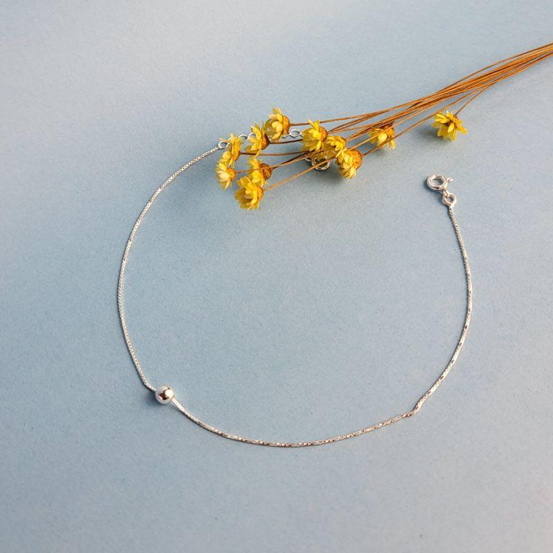 TORNOZELEIRA DE PRATA 925 VENEZIANA COM UMA BOLINHA