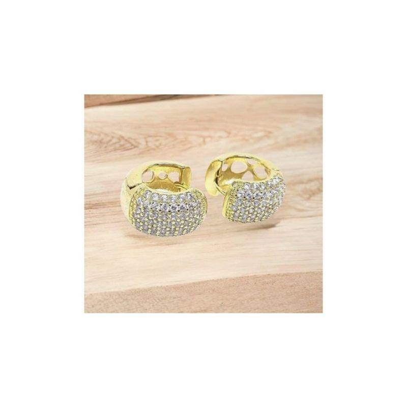 Argola luxo pequena toda cravejada banhado a ouro 18k