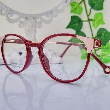 Armacao para oculos de grau infanto juvenil feminino redondo na cor vermelho com detalhe nas pernas para cordinha