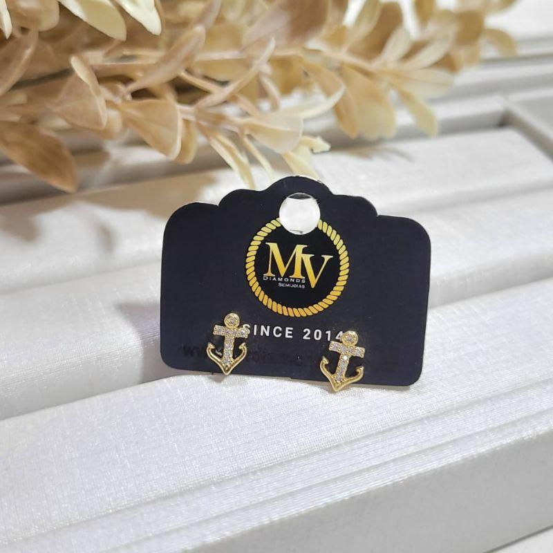 BRINCO ANCORA CRAVEJADO BANHADO A OURO 18K