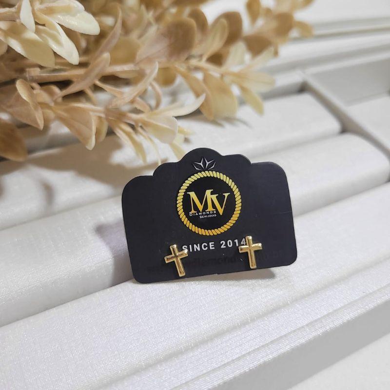 BRINCO MINI CRUZ BANHADO A OURO 18K