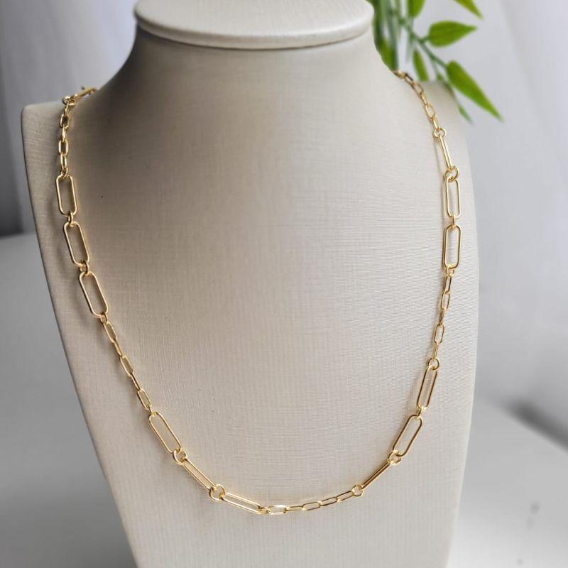 Colar elo cartie 5x3 banhado a ouro 18k TAM48CM