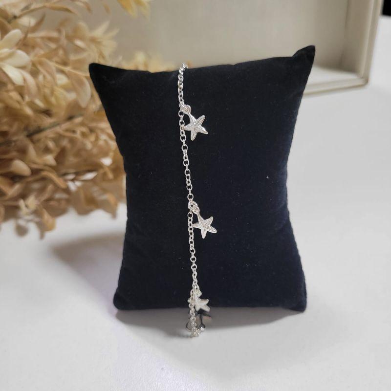 PULSEIRA DE PRATA 925 COM PINGENTES ESTRELAS DO MAR TAM20CM