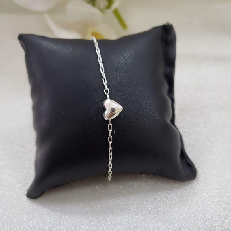 PULSEIRA DE PRATA 925 CORAÇÃO CHEIO FECHADO