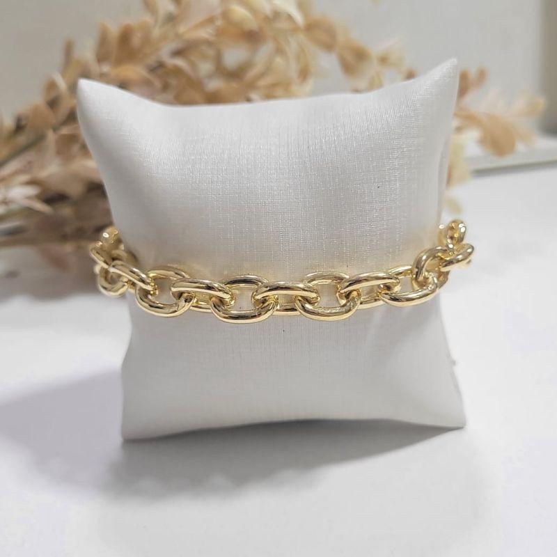 Pulseira estilo corrente grossa com extensor no elo cartie banhado a ouro 18k TAM23CM