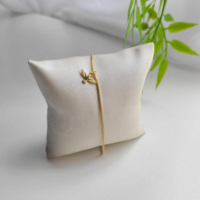 PULSEIRA VENEZIANA  COM PINGENTE ESPIRITO SANTO BANHADO A OURO 18K TAM19,5CM