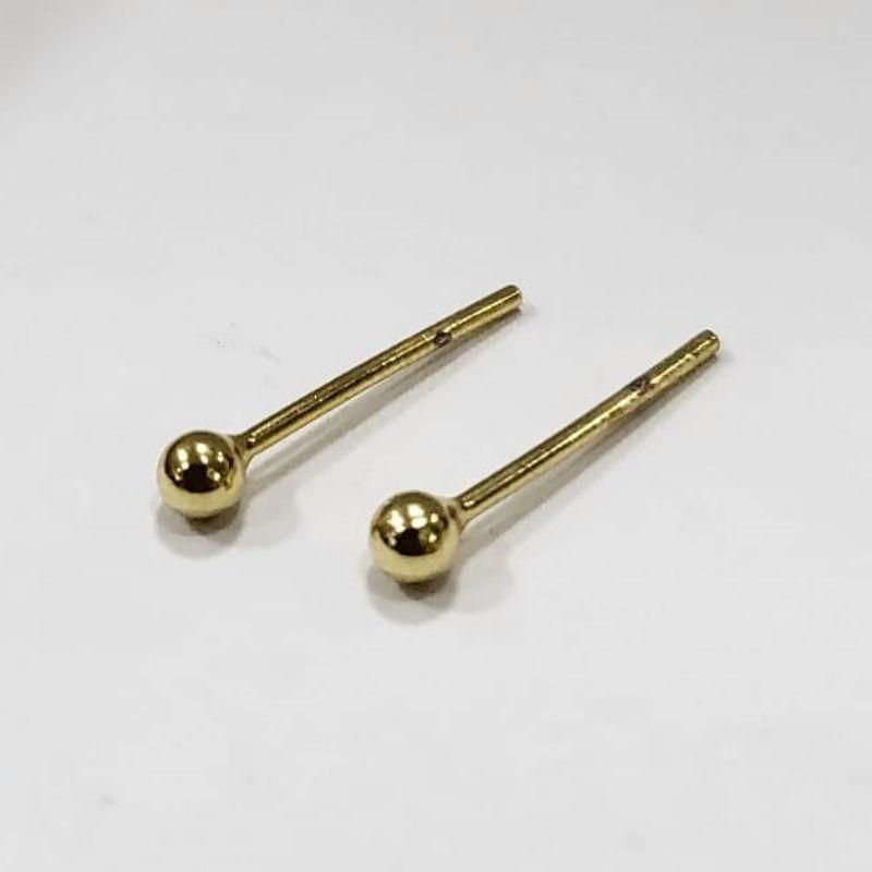 Brinco mini bolinha 2,5mm banhado a ouro 18k