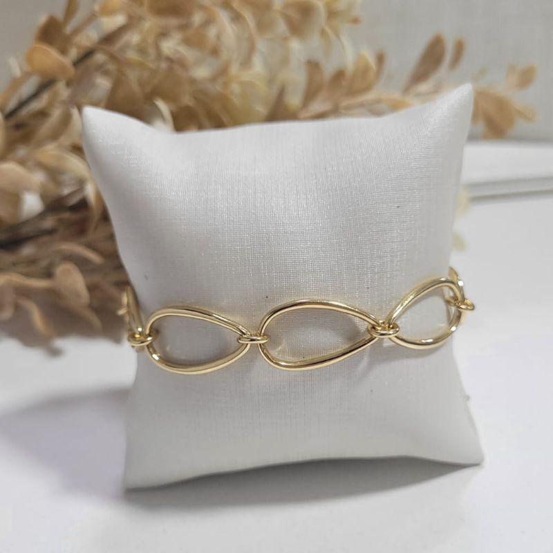 Pulseira de elos grandes gota banhado no ouro 18k TAM20CM