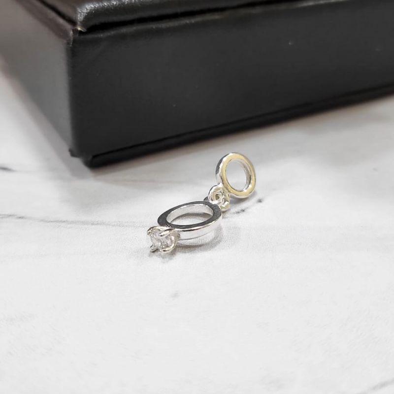 Berloque anel solitario  prata 925