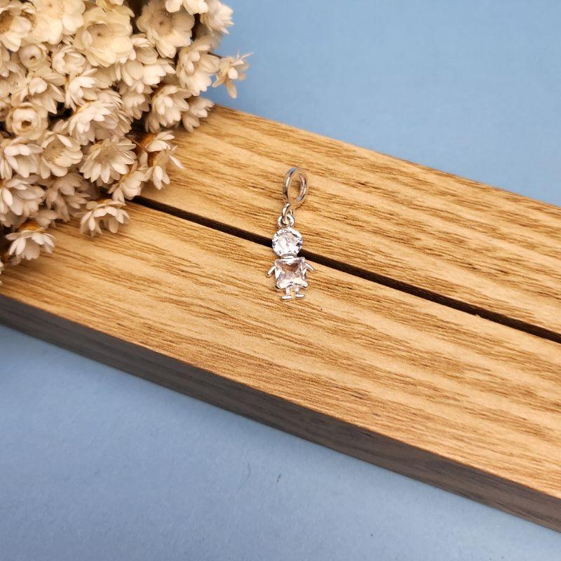 Berloque menino  corpinho cristal  prata 925