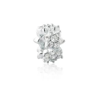 BERLOQUE REDONDO FLORES CRAVEJADO PRATA 925