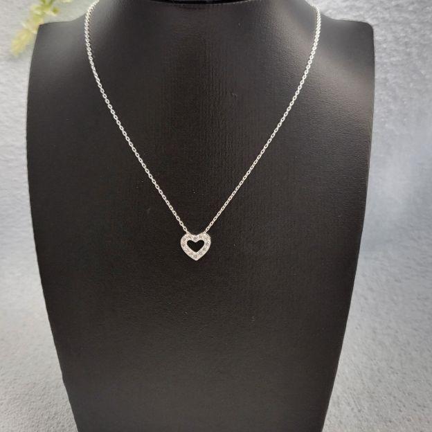 COLAR  CORACAO ZIRC PRATA