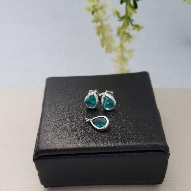 CONJUNTO PEDRA TIFFANY PRATA