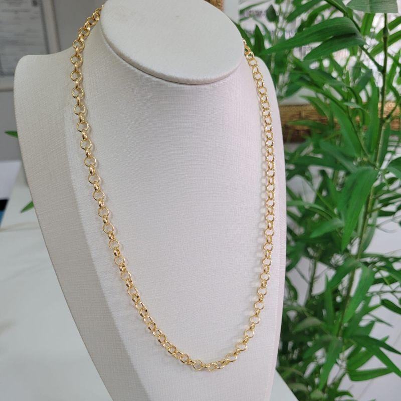 Corrente elo portugues 5mm banhado a ouro 18k