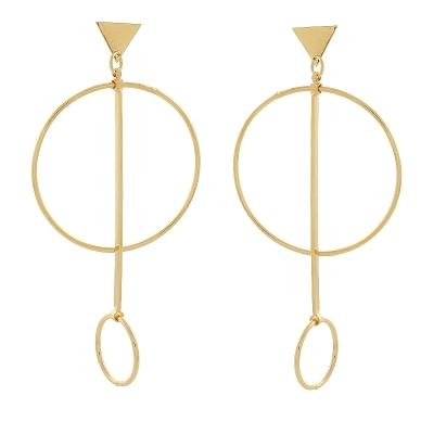 Brinco palito com aro grande e 1 medio banhado a ouro 18K