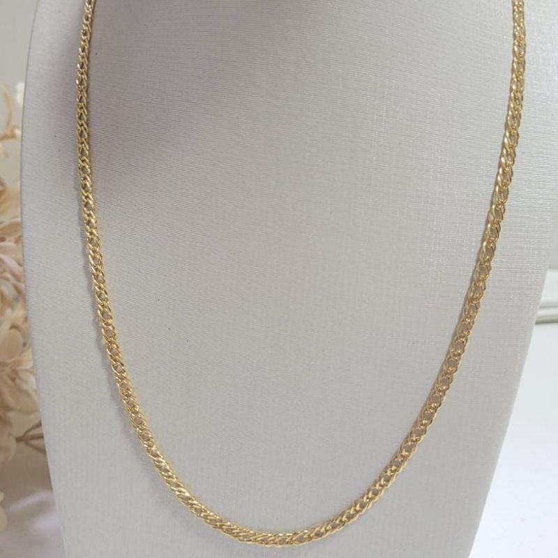 Corrente losanglo duplo laminado fio 0.50 banhado a ouro 18k