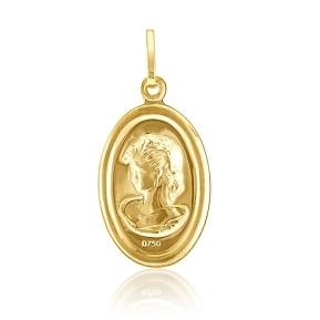 PINGENTE RETRATO FEMININO COM MOLDURA BANHADO A OURO 18K