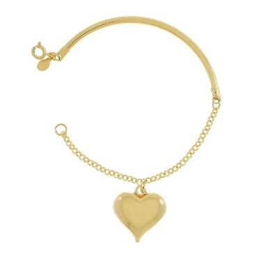Pulseira Bracelete com coracao grande banhado a ouro 18k