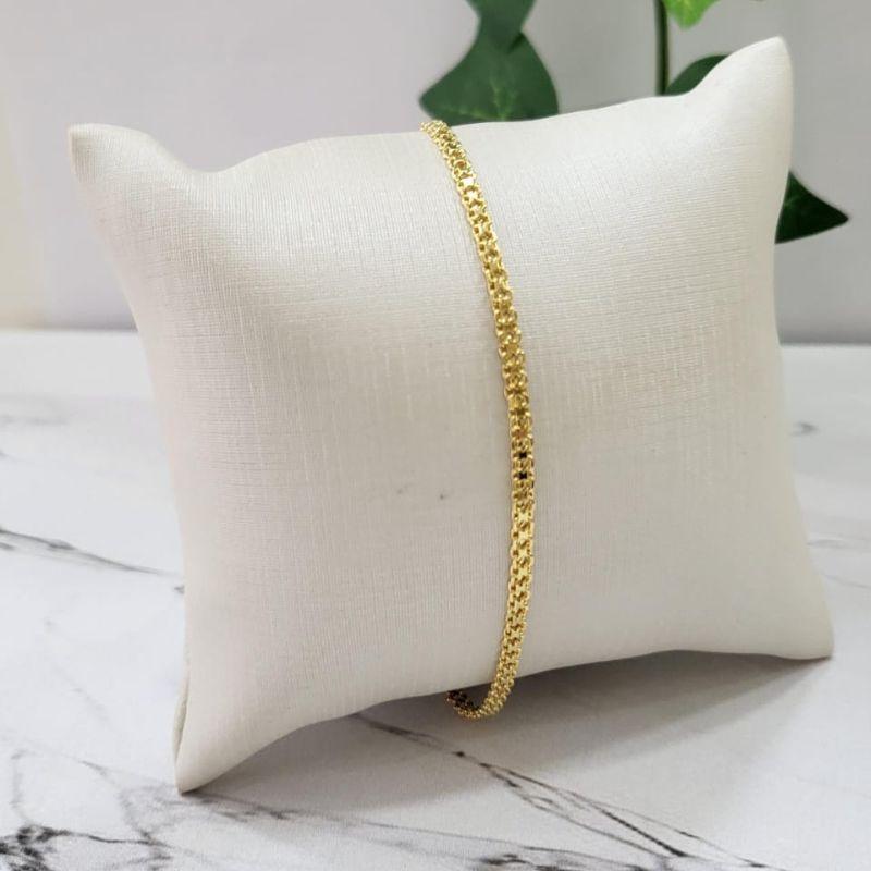 Pulseira renda chinesa fina 2,2mm banhado a ouro 18k