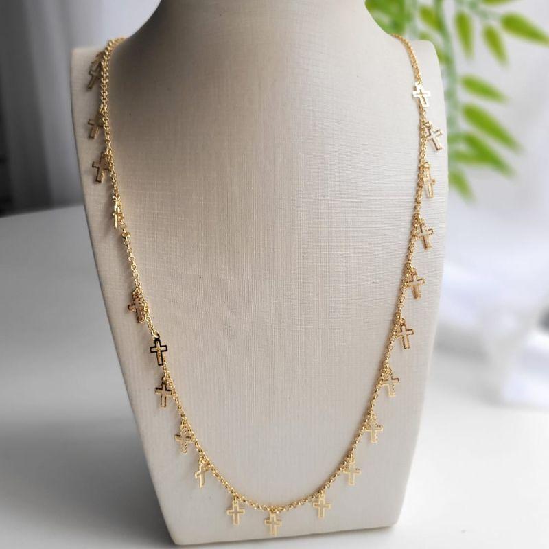 RIVIERA CRUZ TRABALHADA BANHADO A OURO 18K TAM80CM