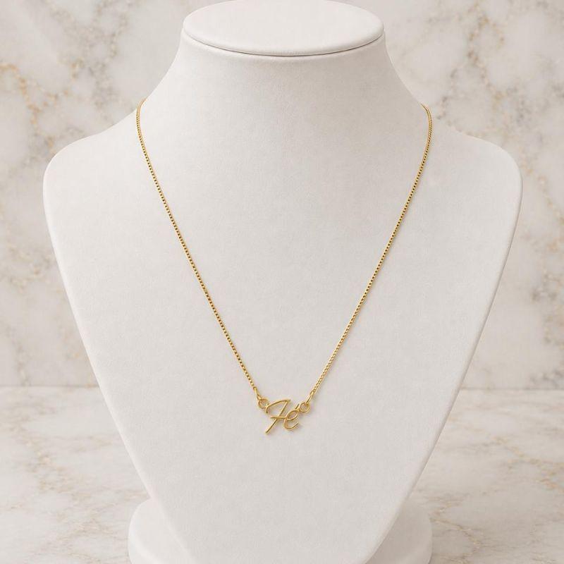 GARGANTILHA FÉ PEQUENO BANHADO A OURO 18K TAM45CM
