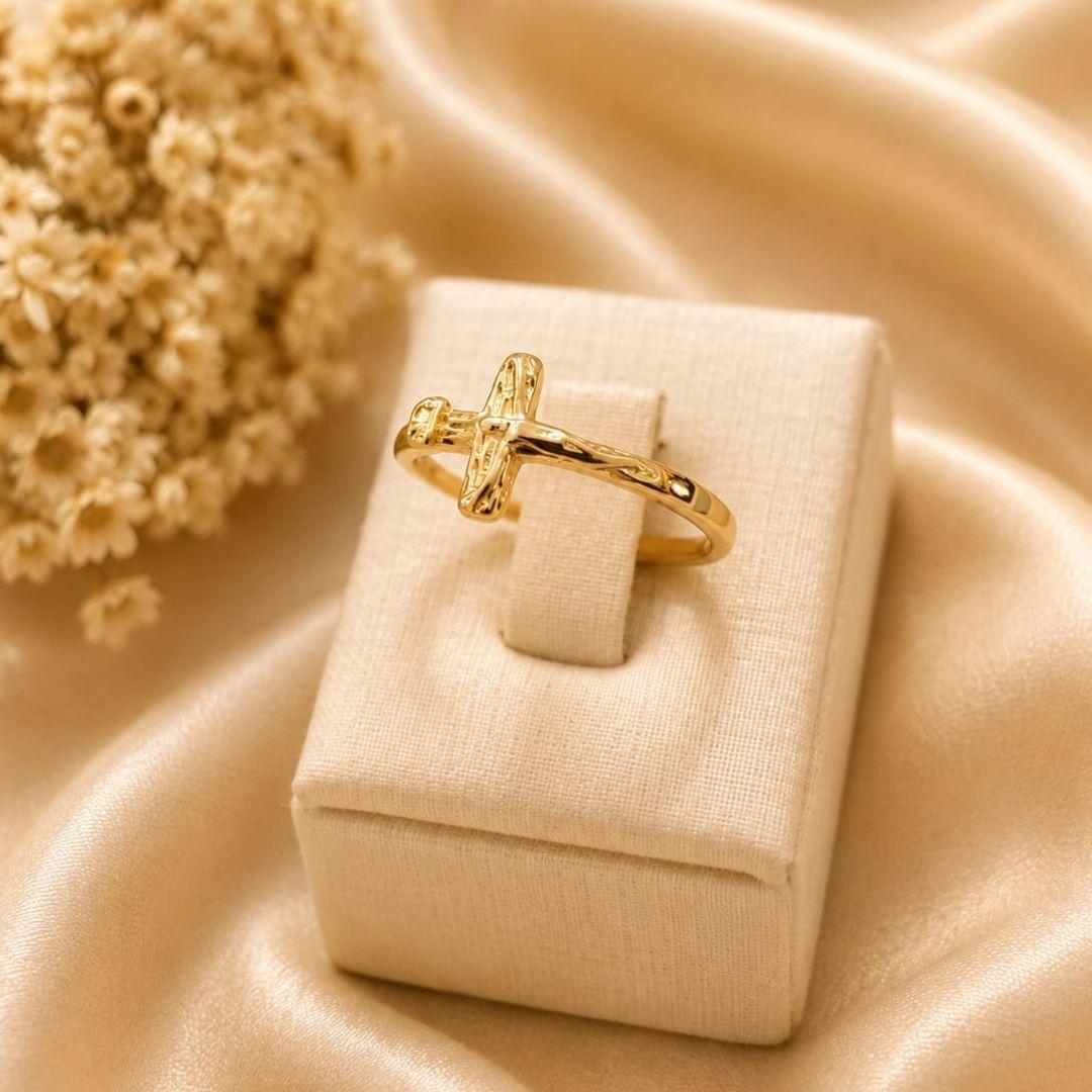 ANEL CRUCIFIXO BANHADO A OURO 18K