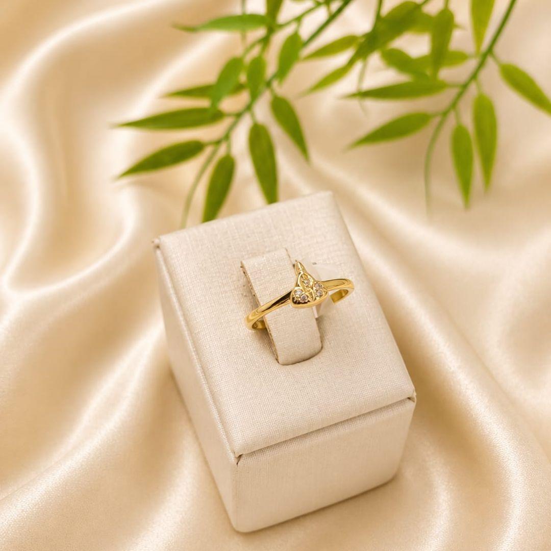 ANEL NOSSA SENHORA APARECIDA PEQUENA CRAVEJADA BANHADO A OURO 18K