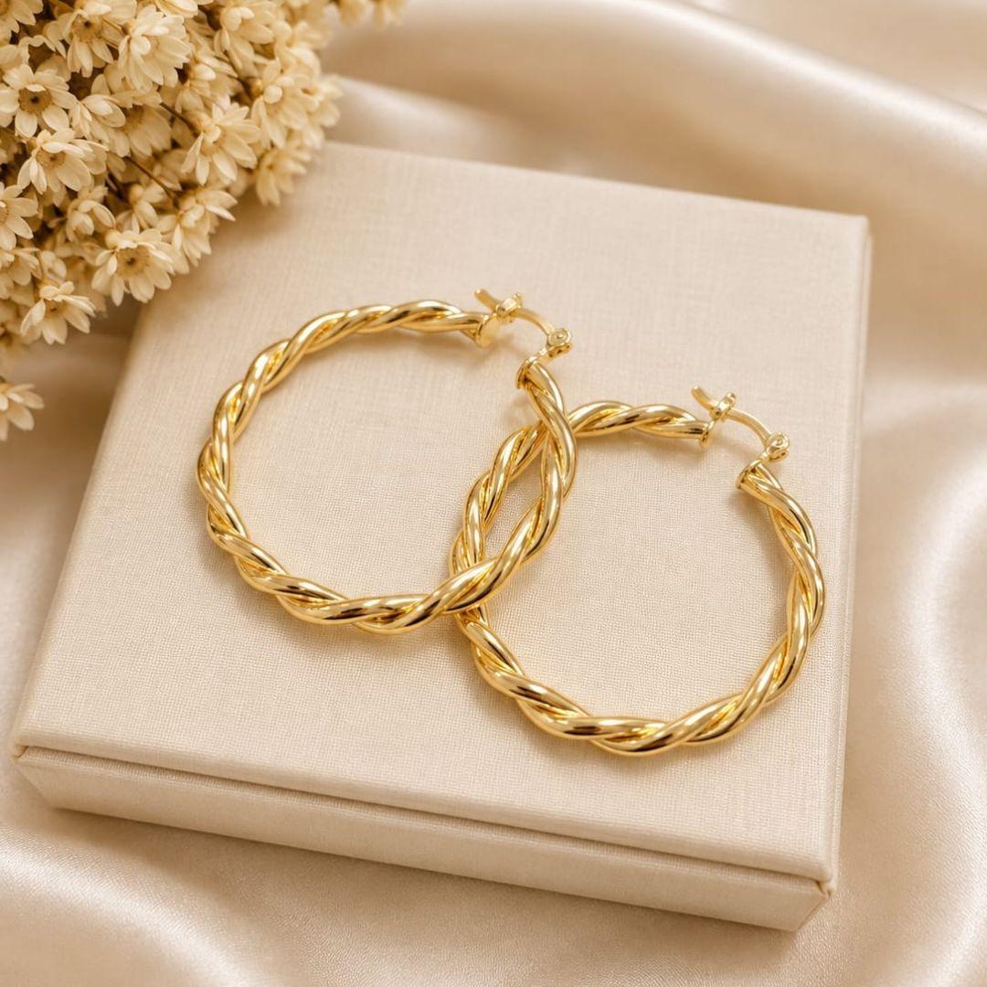 ARGOLA TRANCADA FECHO ITALIANO 4,5CM REDONDA FECHADA BANHADO A OURO 18K