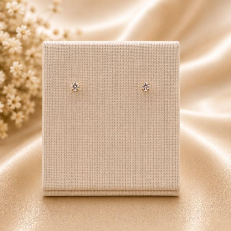 Brinco ponto de luz cristal 4mm pedra alta 4 garras banhado a ouro 18k