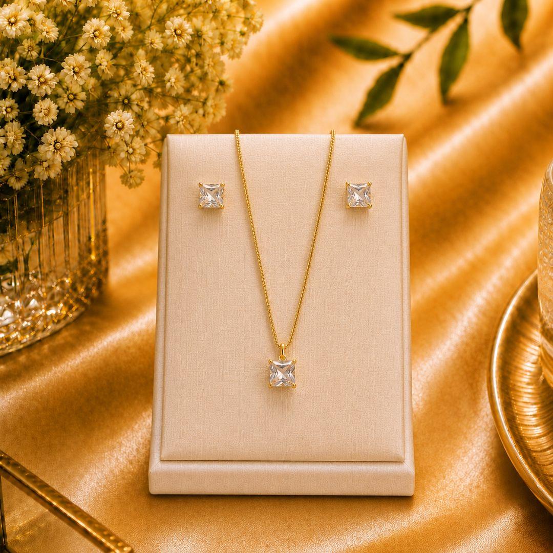 CONJUNTO VENEZIANA 45CM CARRE 8MM ZIRCONIA