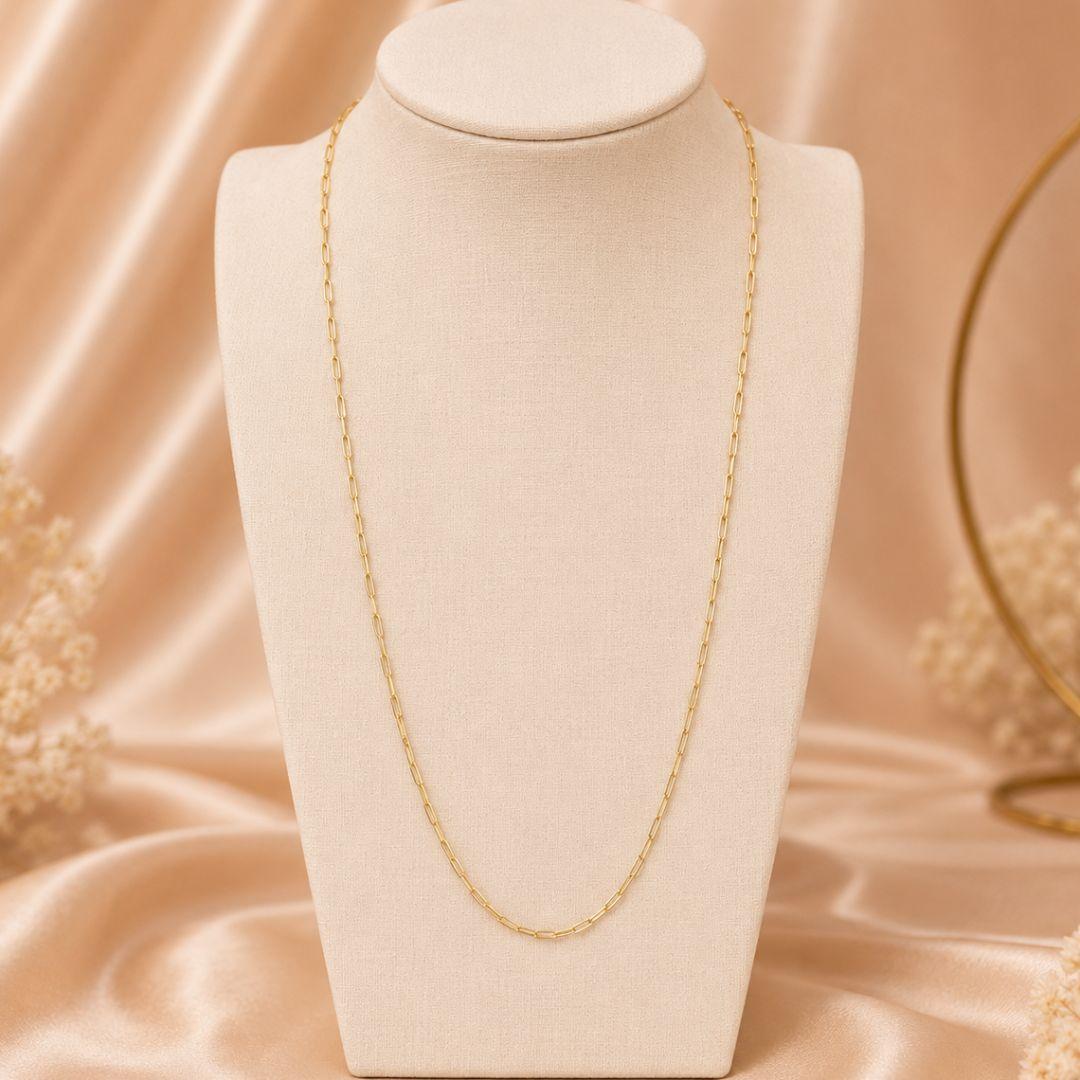 CORRENTE ELO CARTIE LONGA FINA BANHADA A OURO 18K TAM45CM