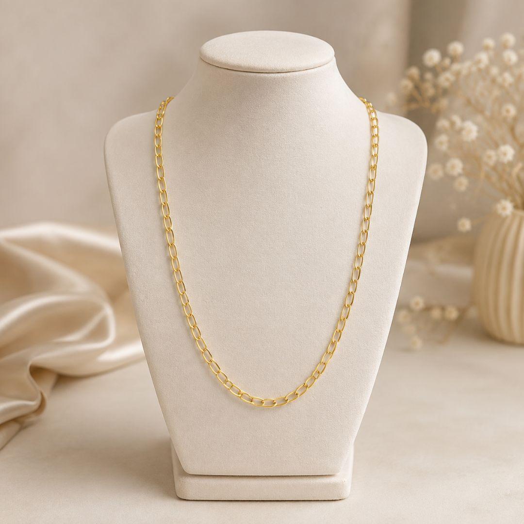 Corrente elo grumet longo banhado a ouro 18K TAM60CM