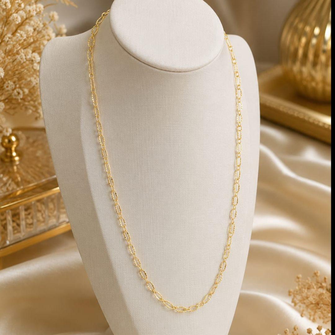 CORRENTE ELO RISCADO BANHADO A OURO 18K TAM45CM