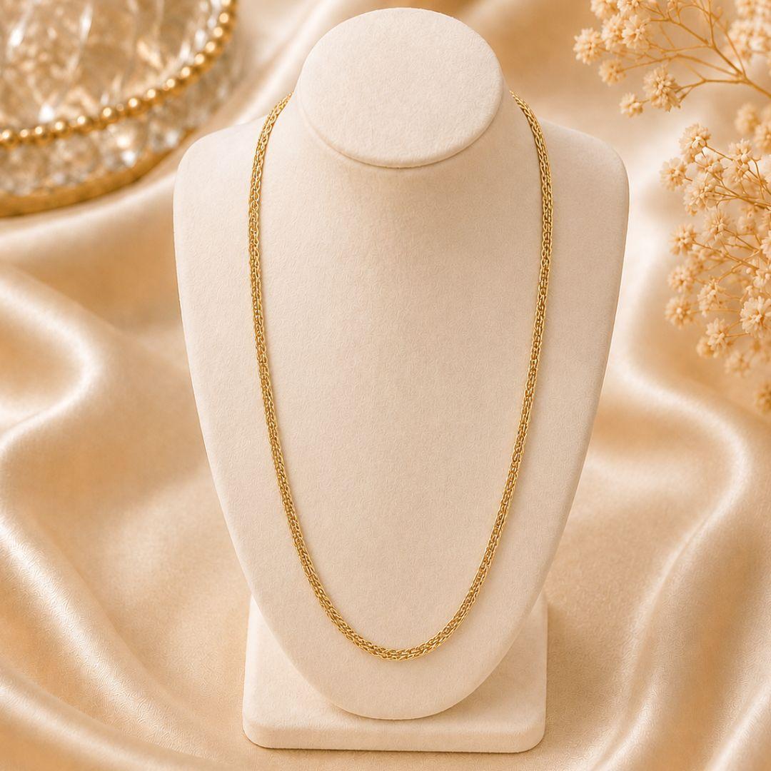Corrente losanglo duplo laminado fio 0.50 banhado a ouro 18k
