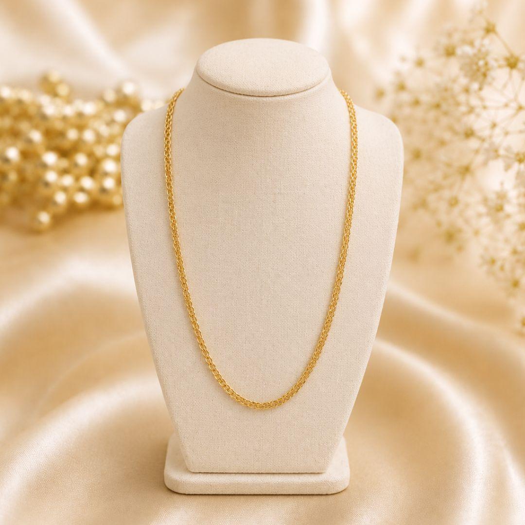 Corrente renda chinesa larga 3,6mm banhado a ouro 18k
