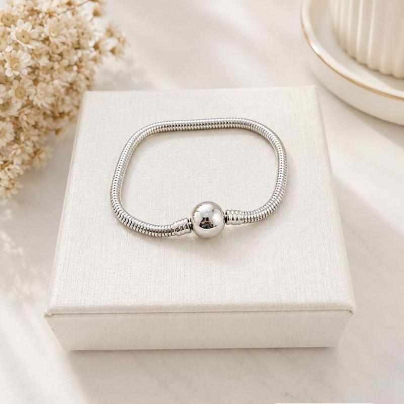 Pulseira de berloque fecho bolinha 16cm