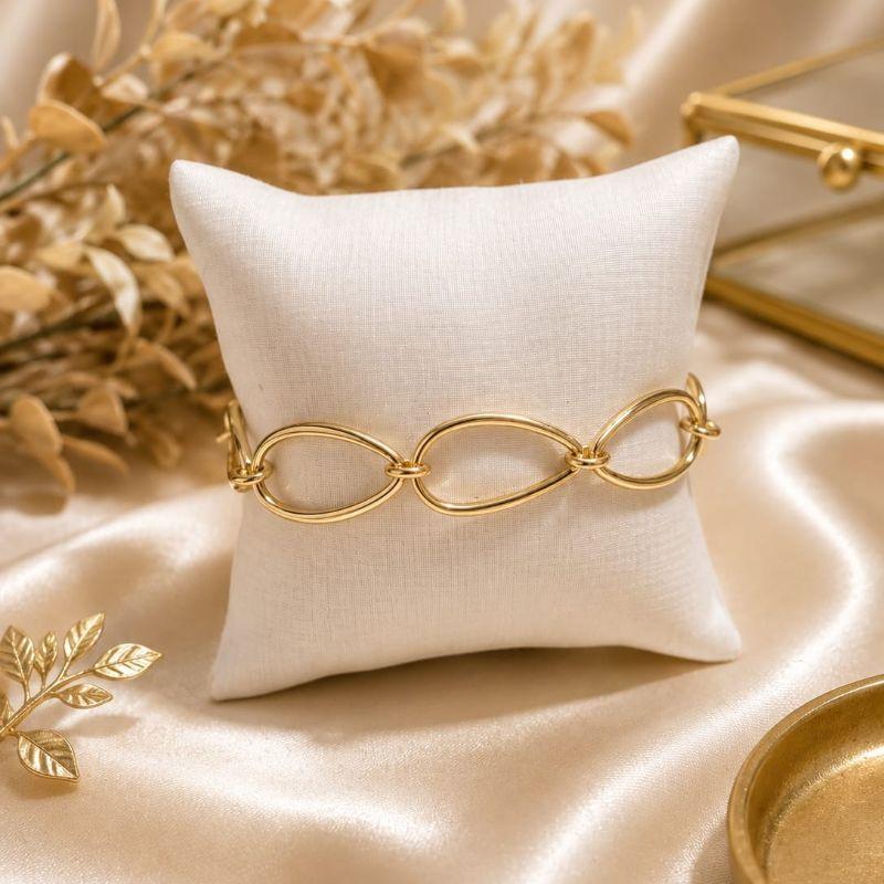 Pulseira de elos grandes gota banhado no ouro 18k TAM20CM