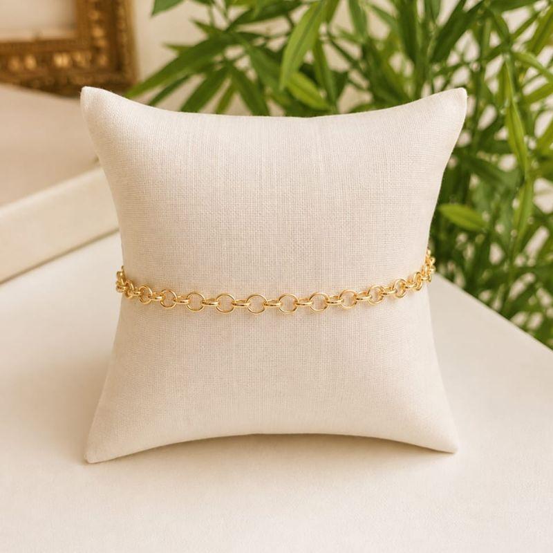 Pulseira elo portugues 4mm sem extensor banhado a ouro 18k