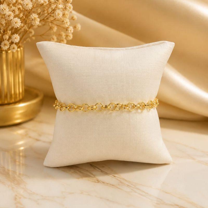 Pulseira elo portugues 5mm sem extensor banhado a ouro 18k