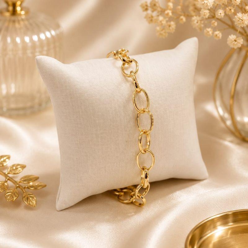 Pulseira elos ovais grandes banhado a ouro 18k TAM18CM