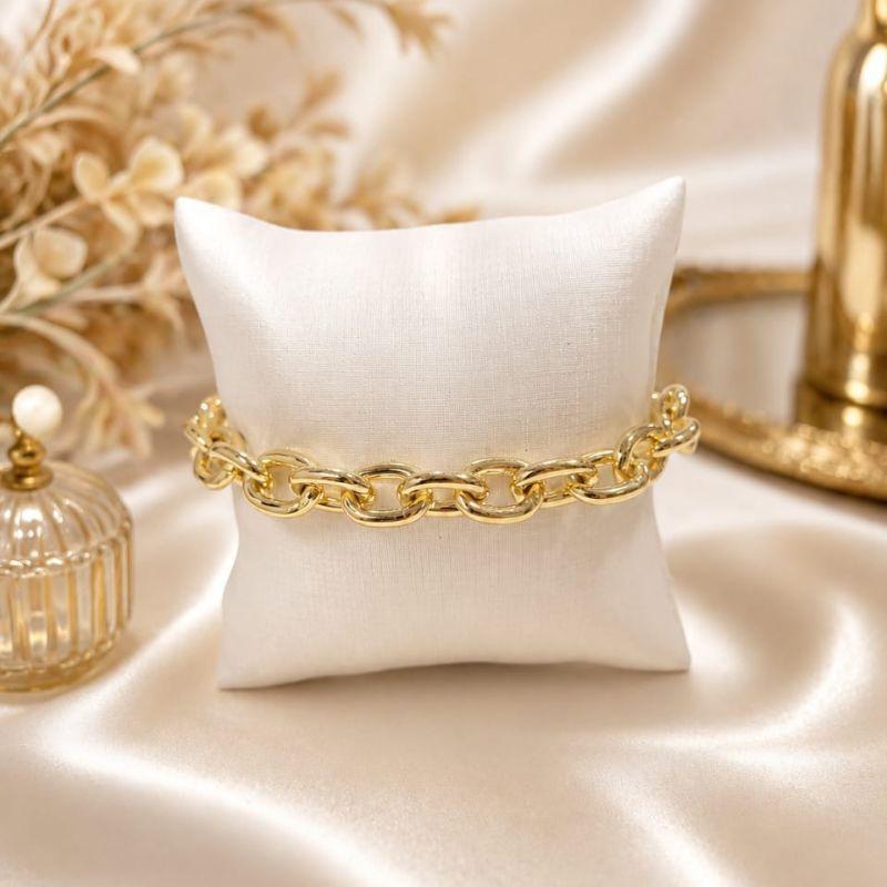 Pulseira estilo corrente grossa com extensor no elo cartie banhado a ouro 18k TAM23CM