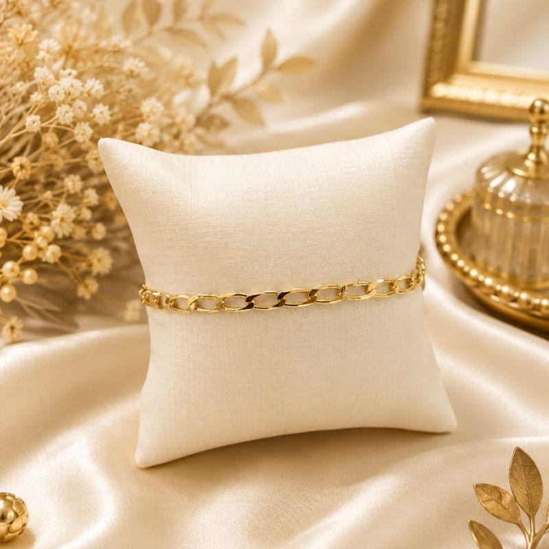 Pulseira masculina elo longo grossa banhado a ouro 18k 19CM