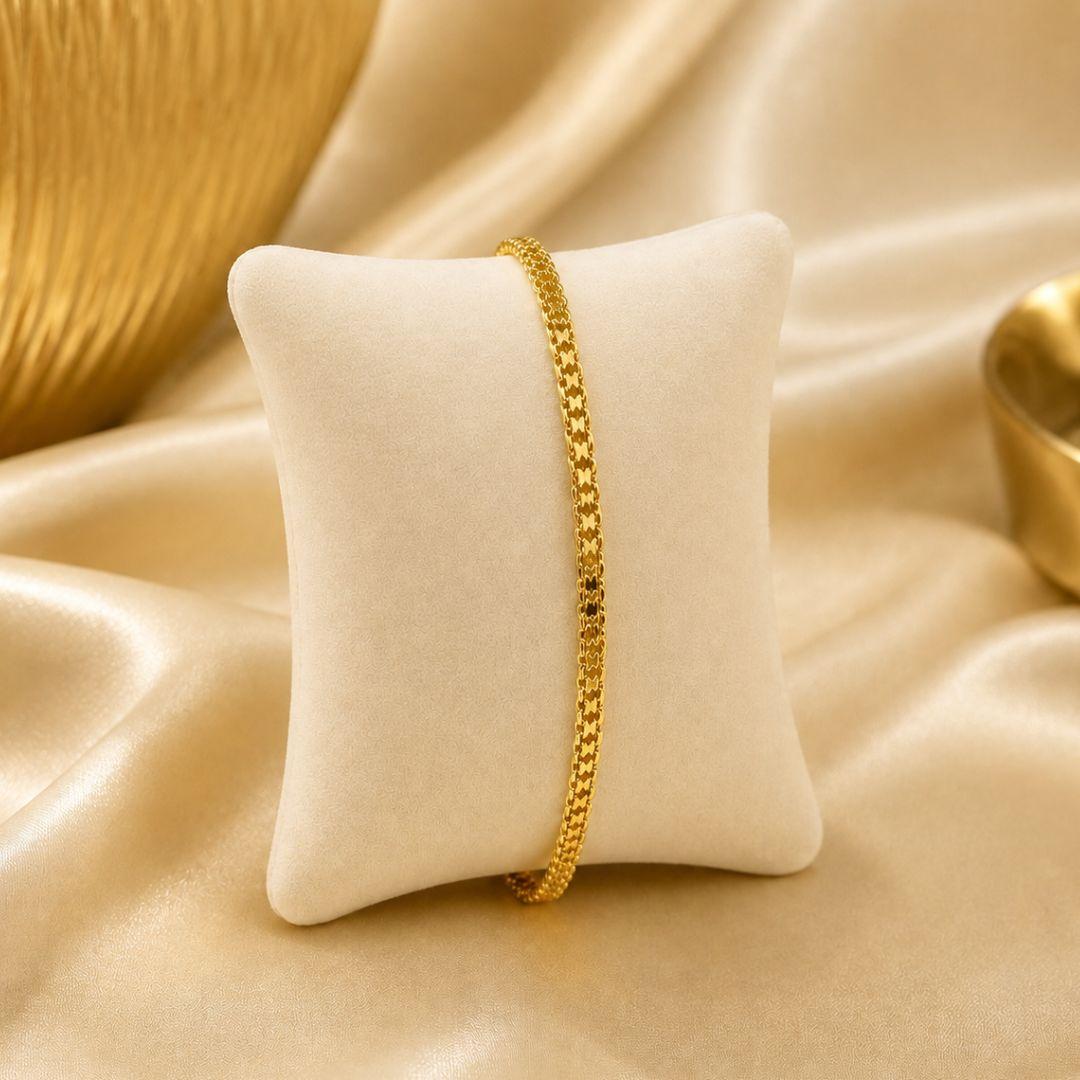 Pulseira renda chinesa fina 2,2mm banhado a ouro 18k