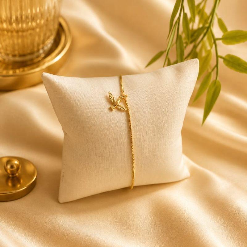 PULSEIRA VENEZIANA  COM PINGENTE ESPIRITO SANTO BANHADO A OURO 18K TAM19,5CM